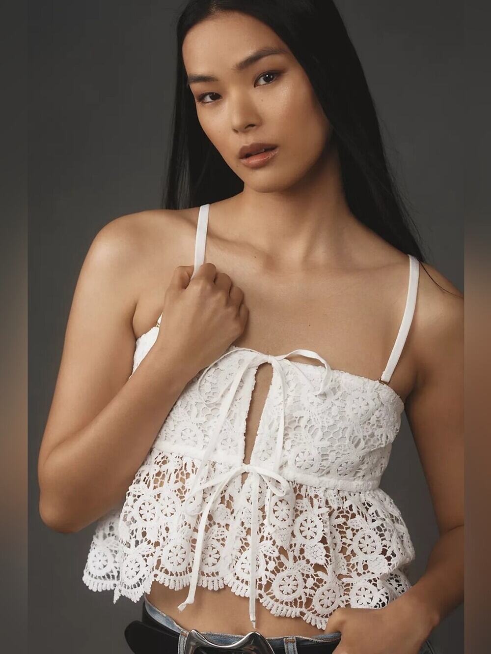 Anthropologie Lace Tie Front Crop top NWT